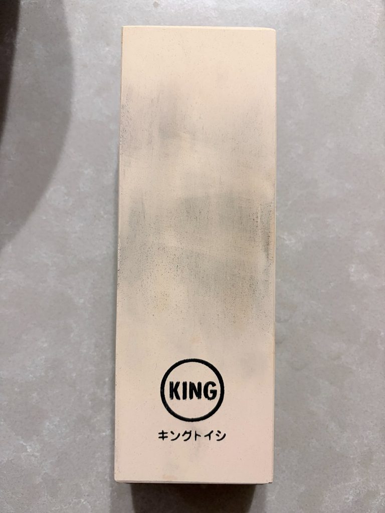 The 6000 grit face after one session of how to sharpen a japanese knife